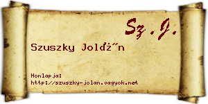 Szuszky Jolán névjegykártya