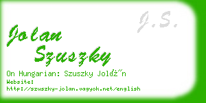 jolan szuszky business card